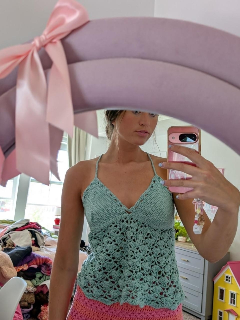 Handmade Crochet Blue Green Tank Top